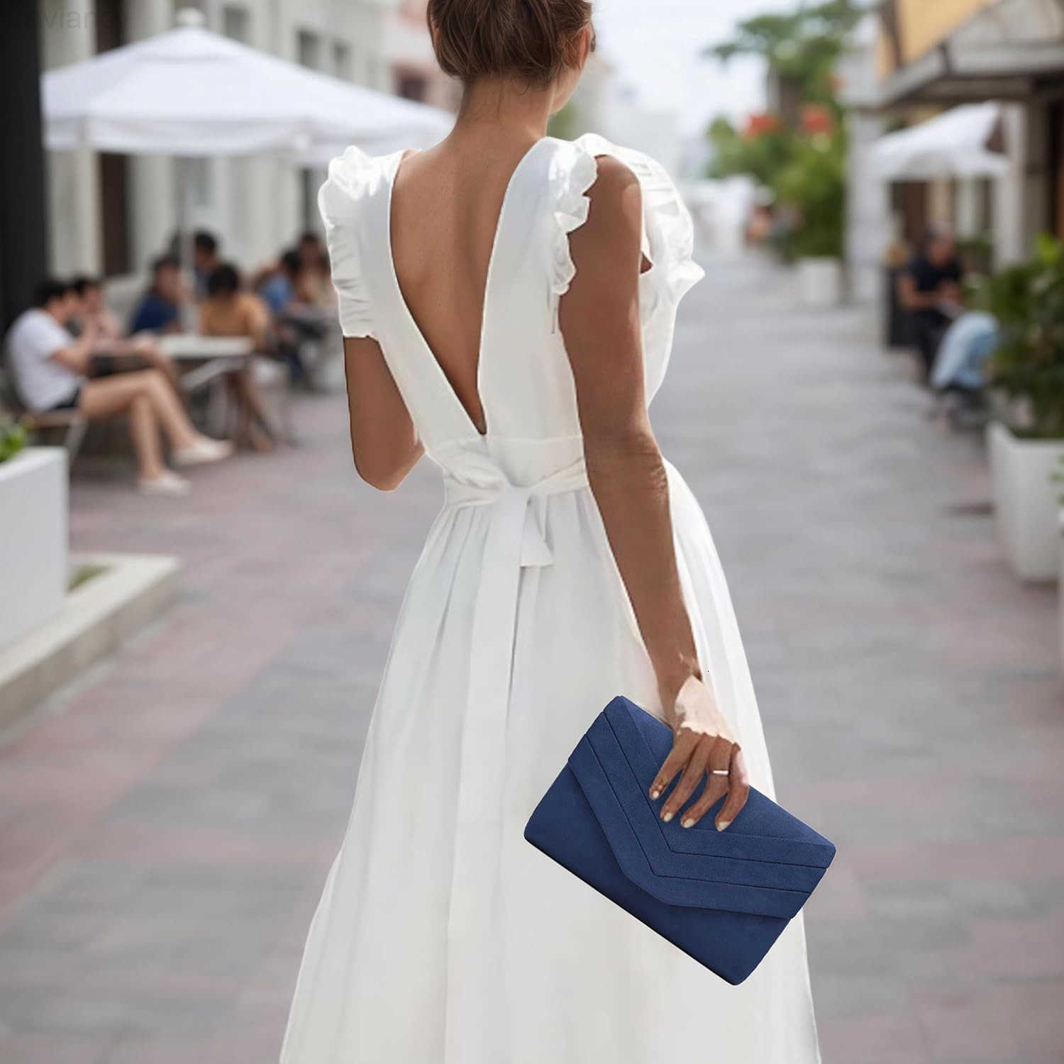 Evening Bag for Women Suede Envelope Evening Purses Crossbody Shoulder Clutch BagW250908