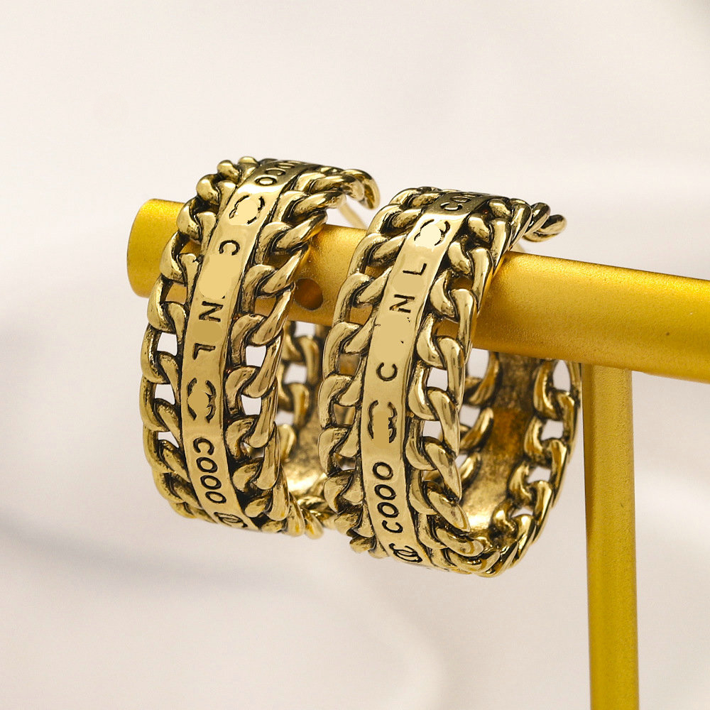 20 Style Luxury Brand Earrings Designer Double Letter Stud Vintage Hoop Earrings Charm Jewelry Women Wedding Party Gift