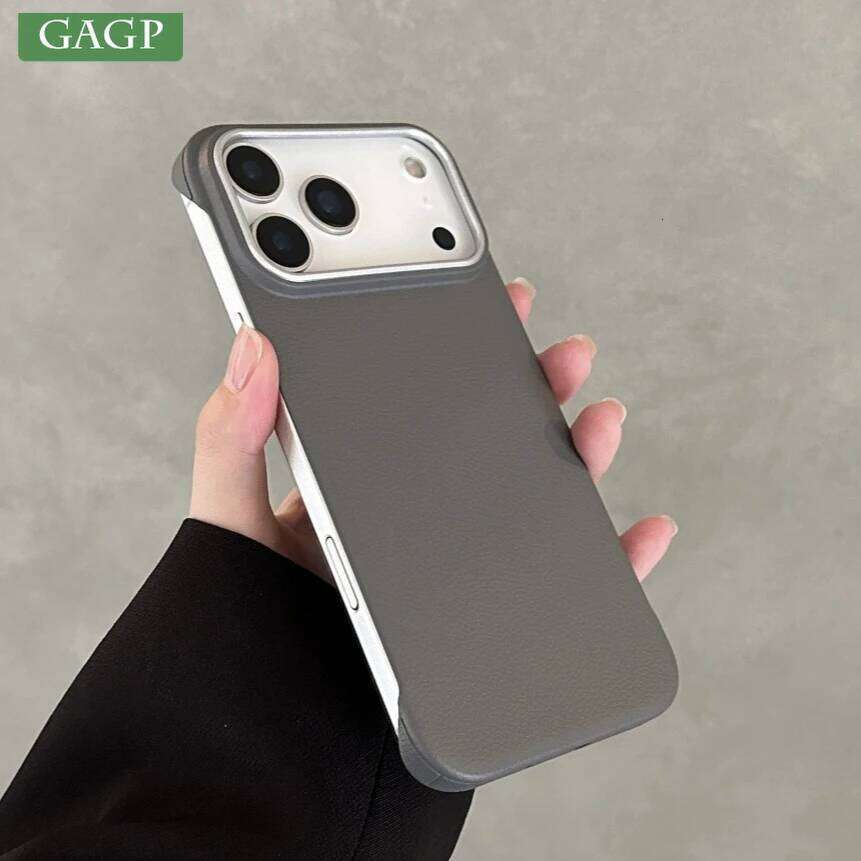 Ultra thin Frameless Case For Iphone Matte Leather Texture Cases for IPhone 17 Air 16 15 14 Pro Max 17pro Cover Shell