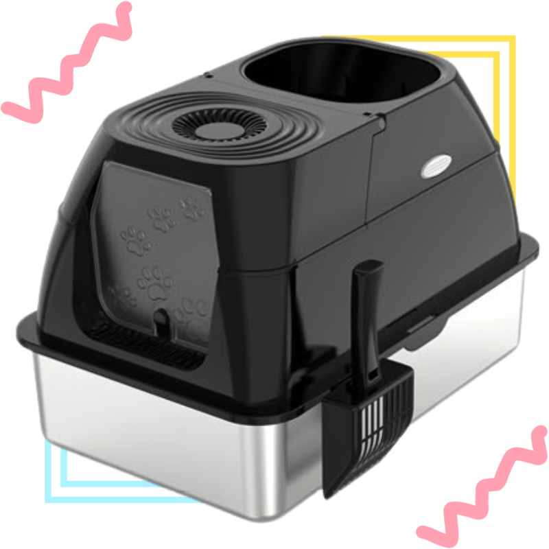 Fully enclosed stainless steel cat litter box oversized cat toilet pet supplies with activated carbon pack for deodorization Including shovel - JY-U