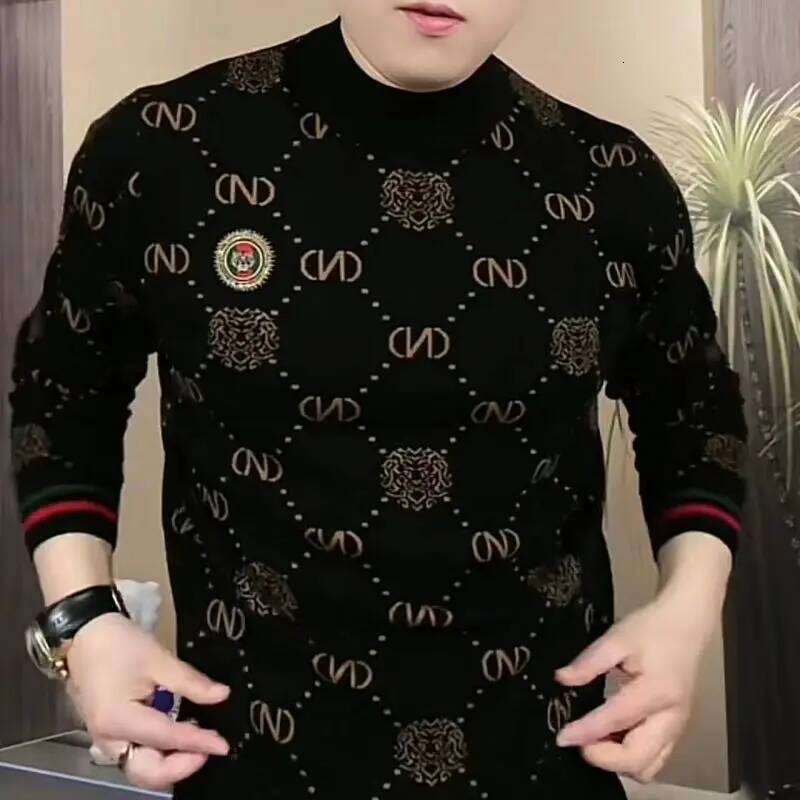 Men's Handsome Autumn/Winter Base Shirt High End Long Sleeved T-Shirt Trendy Casual Versatile Hoodie