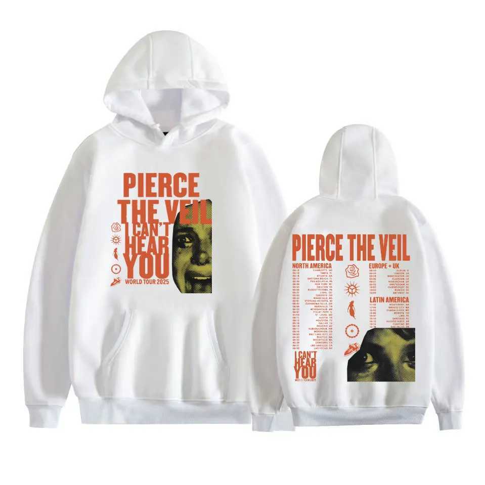 Pierce The Veil I Cant Hear You Tour 2025 Hooded Men Women Harajuku Hip Hop Rock Punk Sweatshirt Casual Fleece Oversized HoodieXJ250908