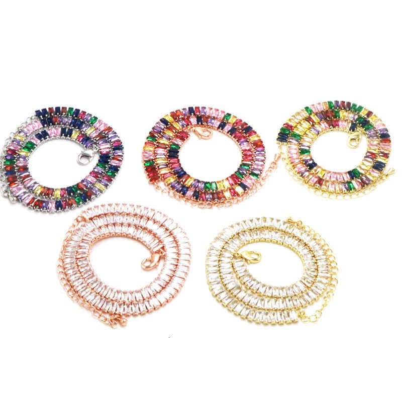 2mm Moissanite Tennis Necklace For Women S925 Silver Plated 18K Gold Sparkling Rhinestone Choker Chain Wedding Jewelry Adjustable W250616