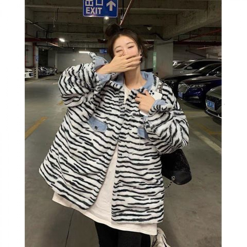 Reversible Denim Cotton Jacket for Women Unique Design Autumn Winter 2023 New Style Petite American Style Cotton Coat 210923