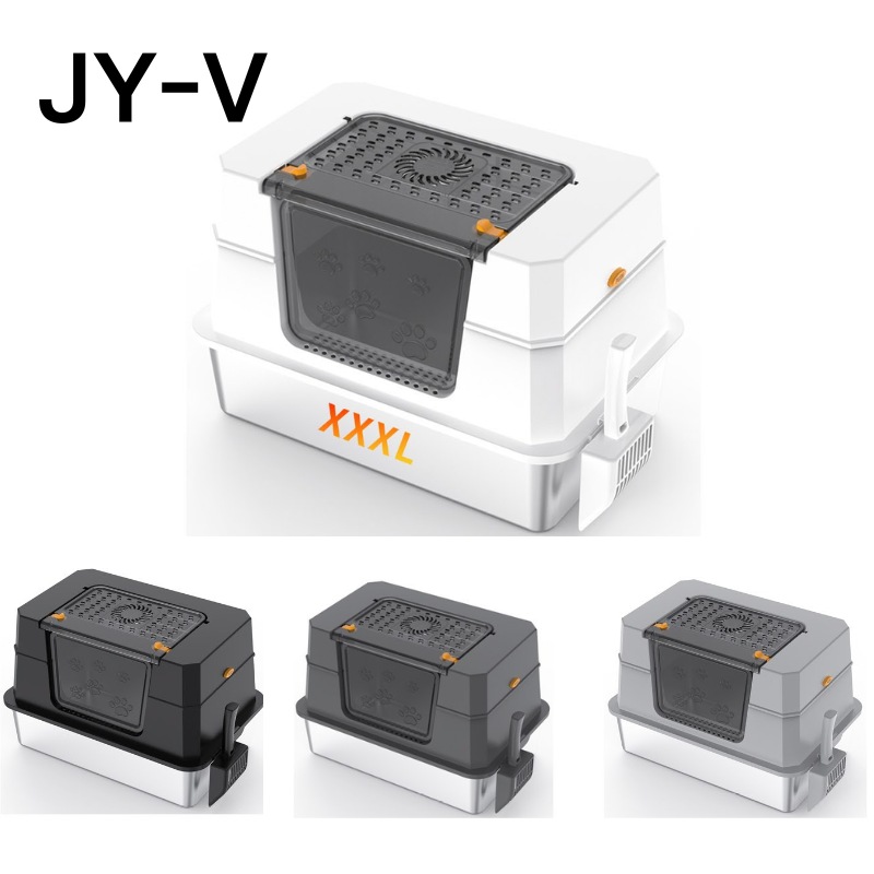 Oversize Stainless Steel Cat Litter Pan Fully Sealed Design w/ Deodorizing Carbon Packet and Scoop Included pet supplies - JY-V