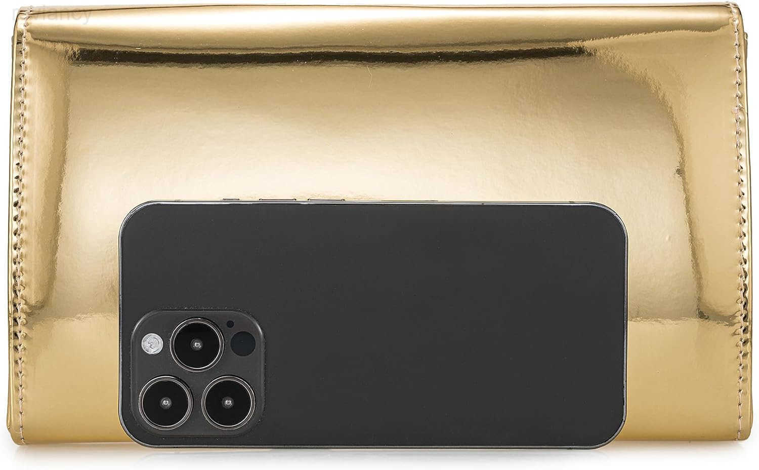 Womens Mirrored Metallic Faux Leather Evening Bag Glimmering Clutch Purse for PromCocktailWeddingPartyW250907