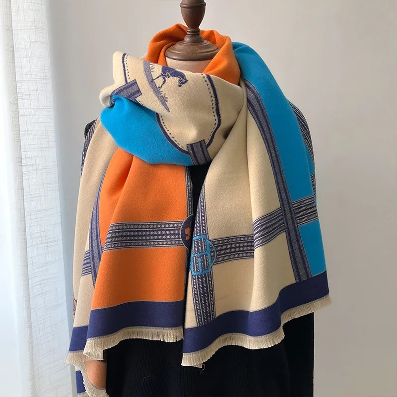 Winter Scarf Women Cashmere Warm Pashmina Foulard Female Shawls Wraps Thick Soft Bufanda Poncho Scarves Stole 2025 250828