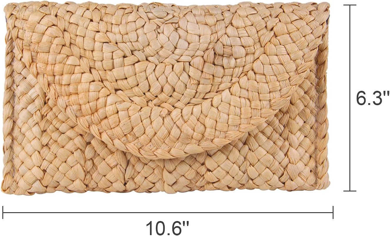 Straw Clutch Purses for Women Summer Beach Bags Envelope Woven Clutch HandbagsW250908