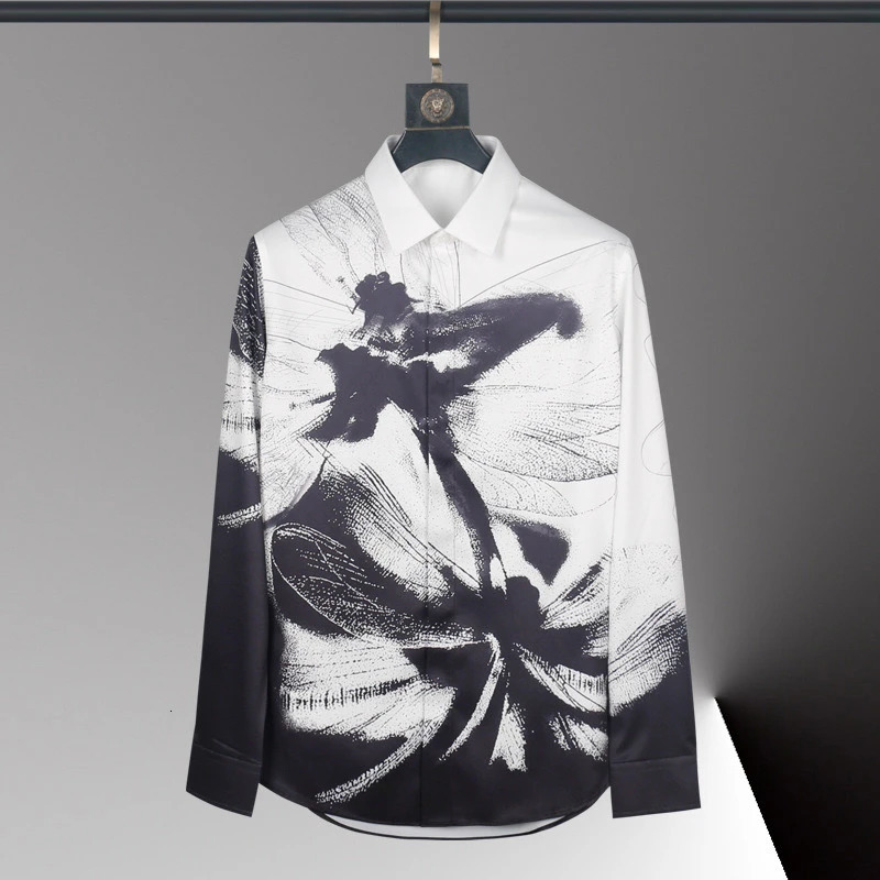 Mens Shirt 3D Printed Pattern Mens Shirt Long Sleeve Lapel Fashion Casual Top Hawaiian Shirt Vacation Large Size 5XL 250908