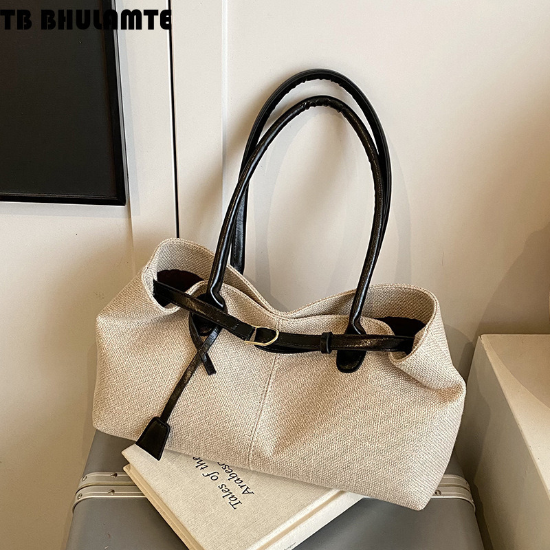 TB BHULAMTE Designer Bag Casual Large Capacity Canvas Bag For Women 2025 New Luxury Bag Commuter Versatile Shoulder Underarm Bag Color Block Handheld 