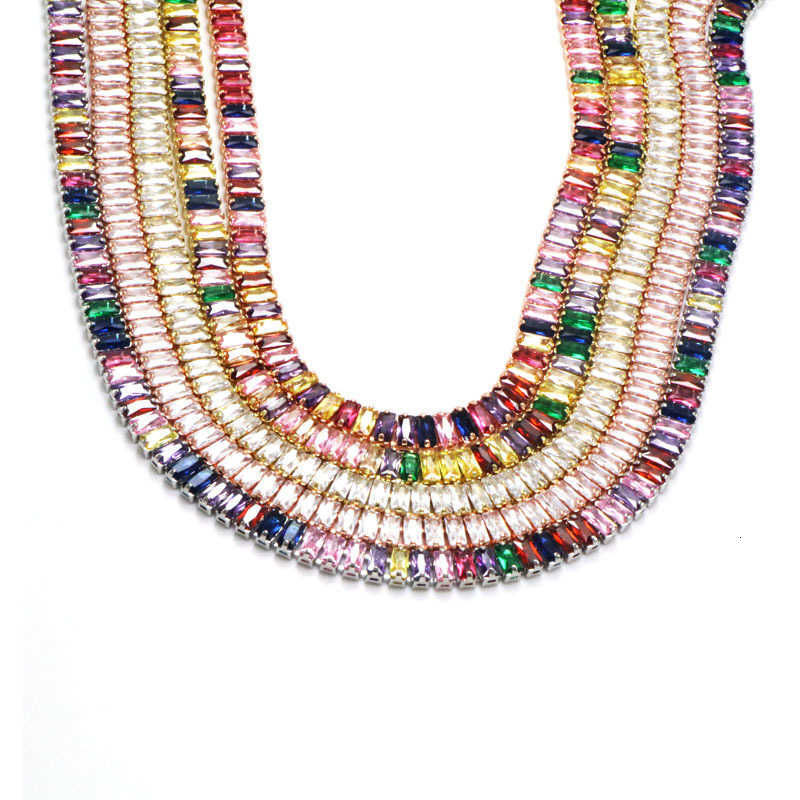 2mm Moissanite Tennis Necklace For Women S925 Silver Plated 18K Gold Sparkling Rhinestone Choker Chain Wedding Jewelry Adjustable W250616