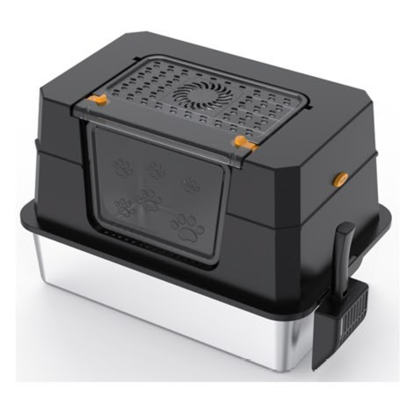 Oversize Stainless Steel Cat Litter Pan Fully Sealed Design w/ Deodorizing Carbon Packet and Scoop Included pet supplies - JY-V