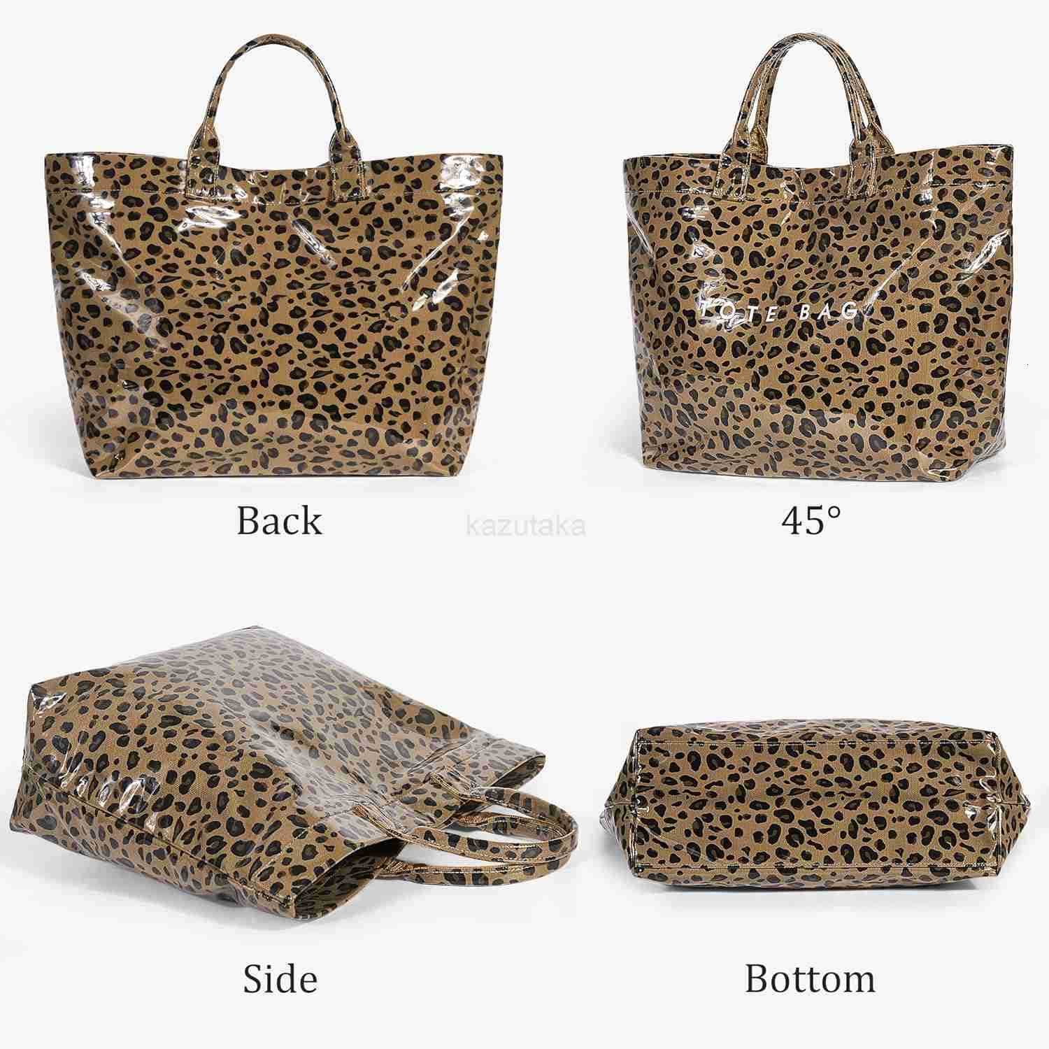 PVC Tote Bag for Women Trendy Plastic Tote Bag Leopard Bags Cheetah Letters Print Bags Large Canvas Hobo Handbag Z250901