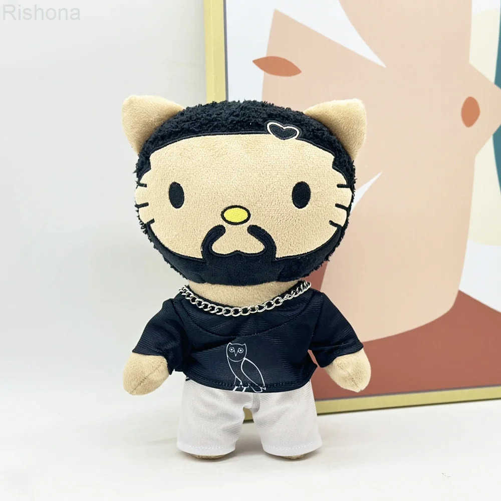 Sanrio New 24cm Hello Kitty Drake Plush Doll with Black Casual Suit Plush Doll Figure Stuffed Toys Cute Boys Girls Birthday Gift L250908