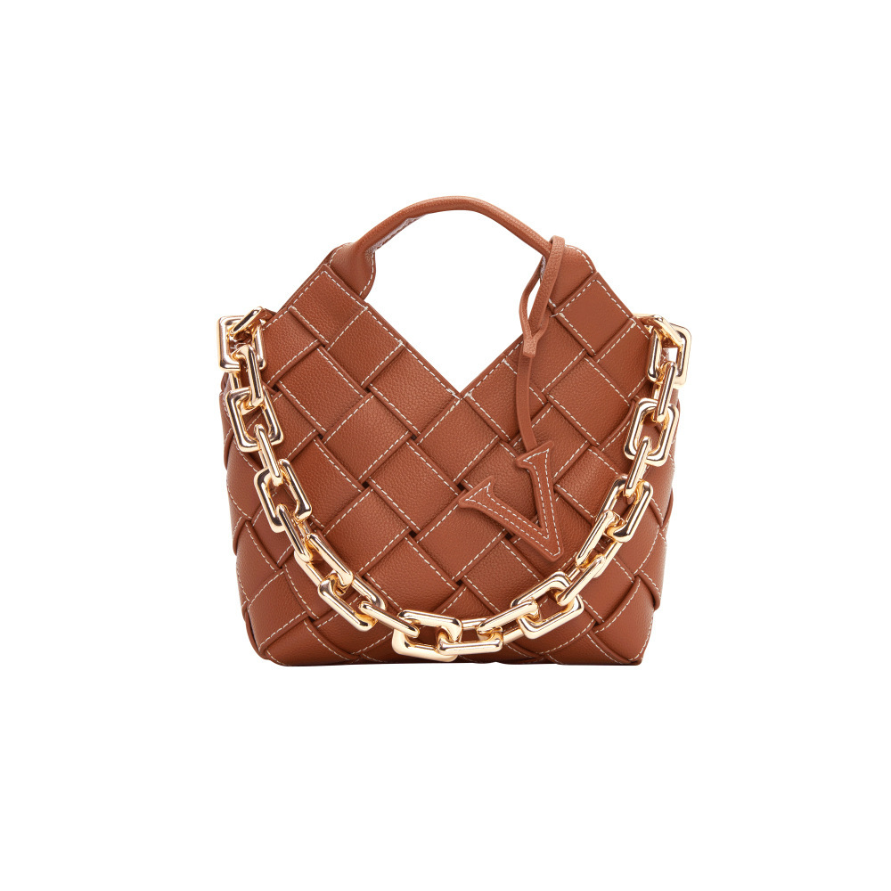 VERAFIED woven bag genuine leather single-shoulder crossbody bag Maillard cowhide handbag