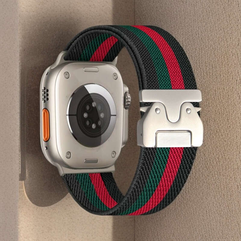 DHgargets Elastic Pattern Watch Band - Compatible with Apple S1-S10, 42mm/46mm, Ultra 2, Parachute Buckle, Color Block