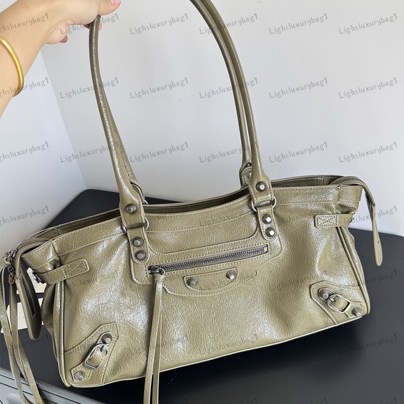 Designer Le City Storico Horizontal Handbags With Long Handle Cool Motorcycle Bag Fashion Punk City Shoulder Bag Women Hobo With Knot Zipper Pull250907
