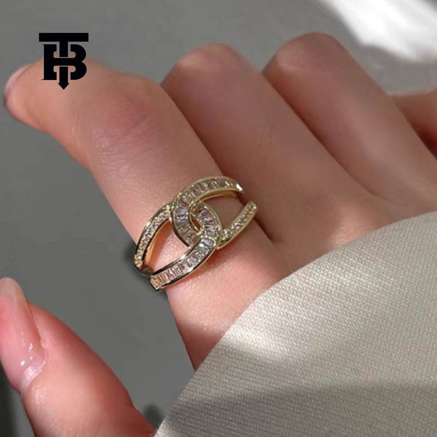TB BHULAMTE Designer Luxurious Unique Niche Irregular Geometric U-shaped Surround Ring Fashion High-end Elegant Women's Fashion Jewelry Trendy Ac