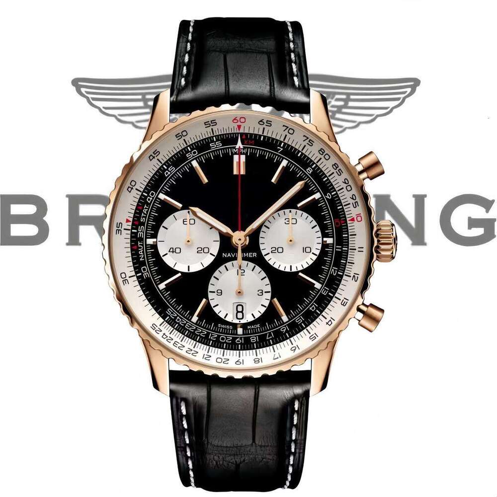 Breitllng Watch Navitime Designer tagly huer Elegant Mens Timepiece Watch Man High Quality Chronograph Leather Bands Watch Movement Automatic Quartz Watch 970