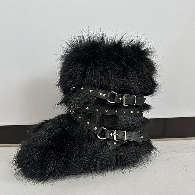 hot free shipping designer Boots Outdoor short tube long tube hairy boots vintage casual spicy girl strap snow boots