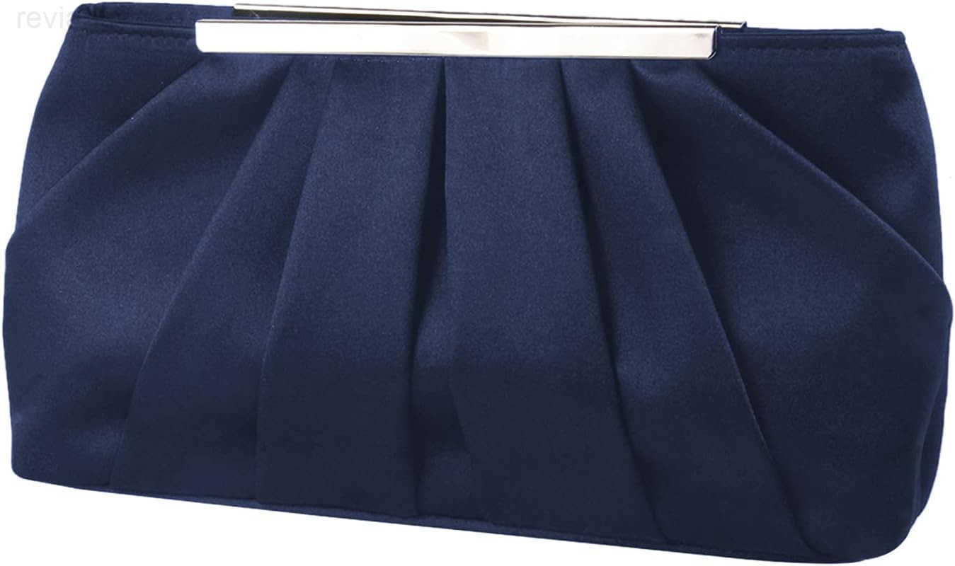 Womens Satin Evening Clutch Bag Elegant Pleated Formal Handbag Simple Classic Purse for WomenW250908
