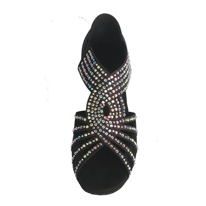 Wedopus Dance Jazz Shoes Latin Dance Shoes for Women Salsa Latin Shoes Girls Ballroom Dancing Shoes Black Skin Low Heel 250908 - view 4