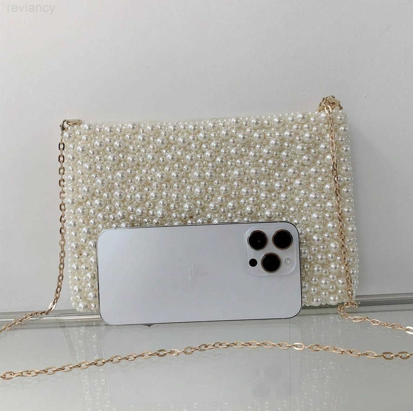 Pearl Purses with Chain Glitter Crossbody Beaded Evening Shoulder Bag Sparkly Handbags for WomenW250908