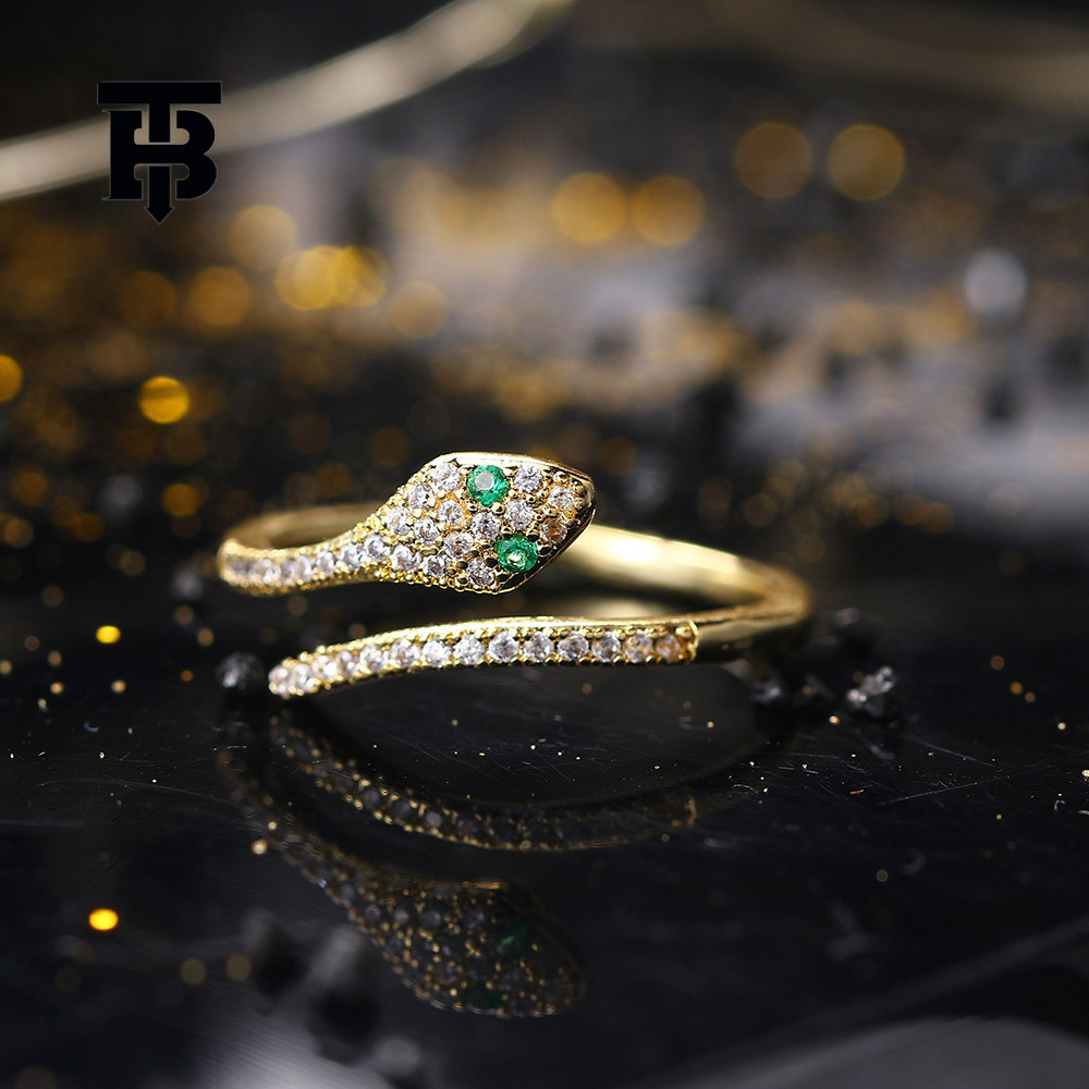 TB BHULAMTE Designer Luxury New Fashion Zircon Micro-inlaid Snake-shaped Women's Open Ring Gold-plated Jewelry Fashion Trendy And Versatile Acces
