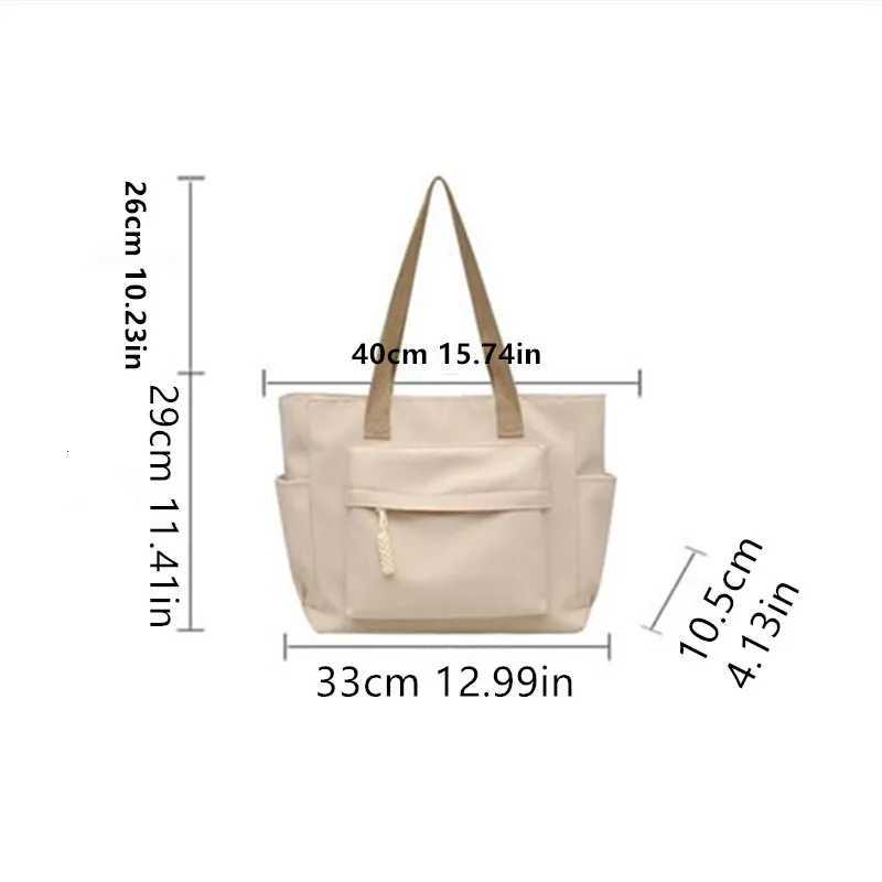 Nylon Tote Bag with Multiple Pocket Lightweight Foldable Design for Office Commute Shopping Fitness Storage Handbag Shoulder Bag R250908