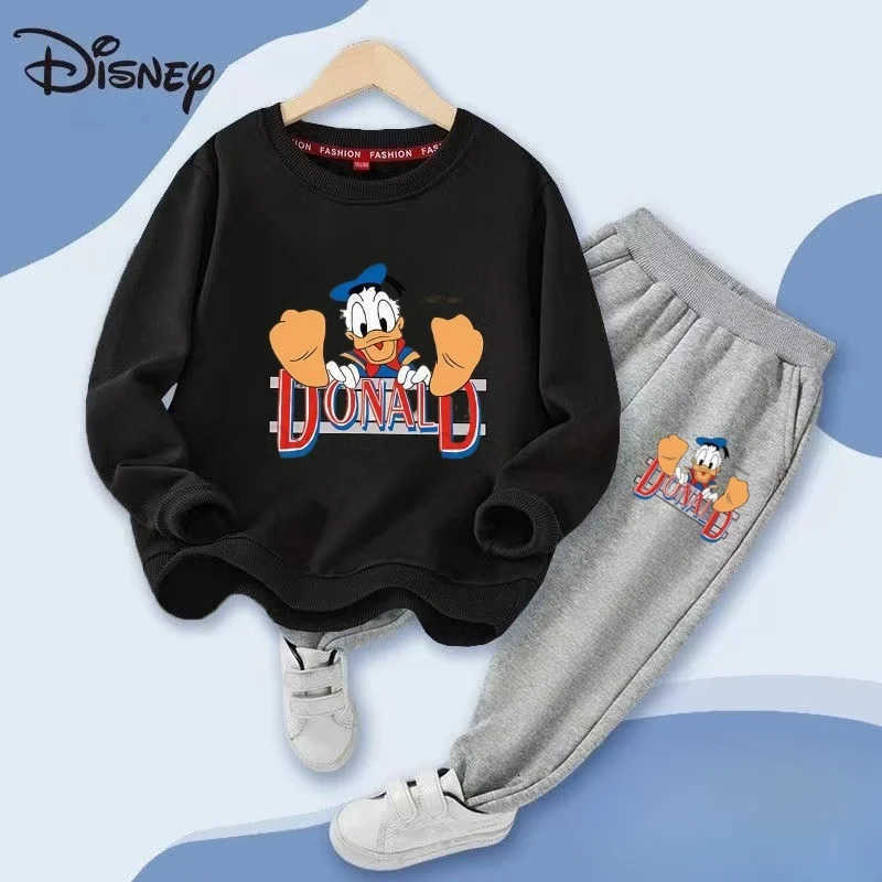 Disney Autumn Baby Girl Boy Clothes Set Children Donald Duck Printing Sweatshirt Top and Pants Bottom 2Pcs Suit Cotton Tracksuit H250908
