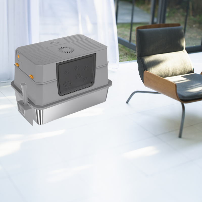 Stainless Steel Cat Litter Box - Oversized Pet Toilet with Activated Carbon Pack & Shovel - JY-W