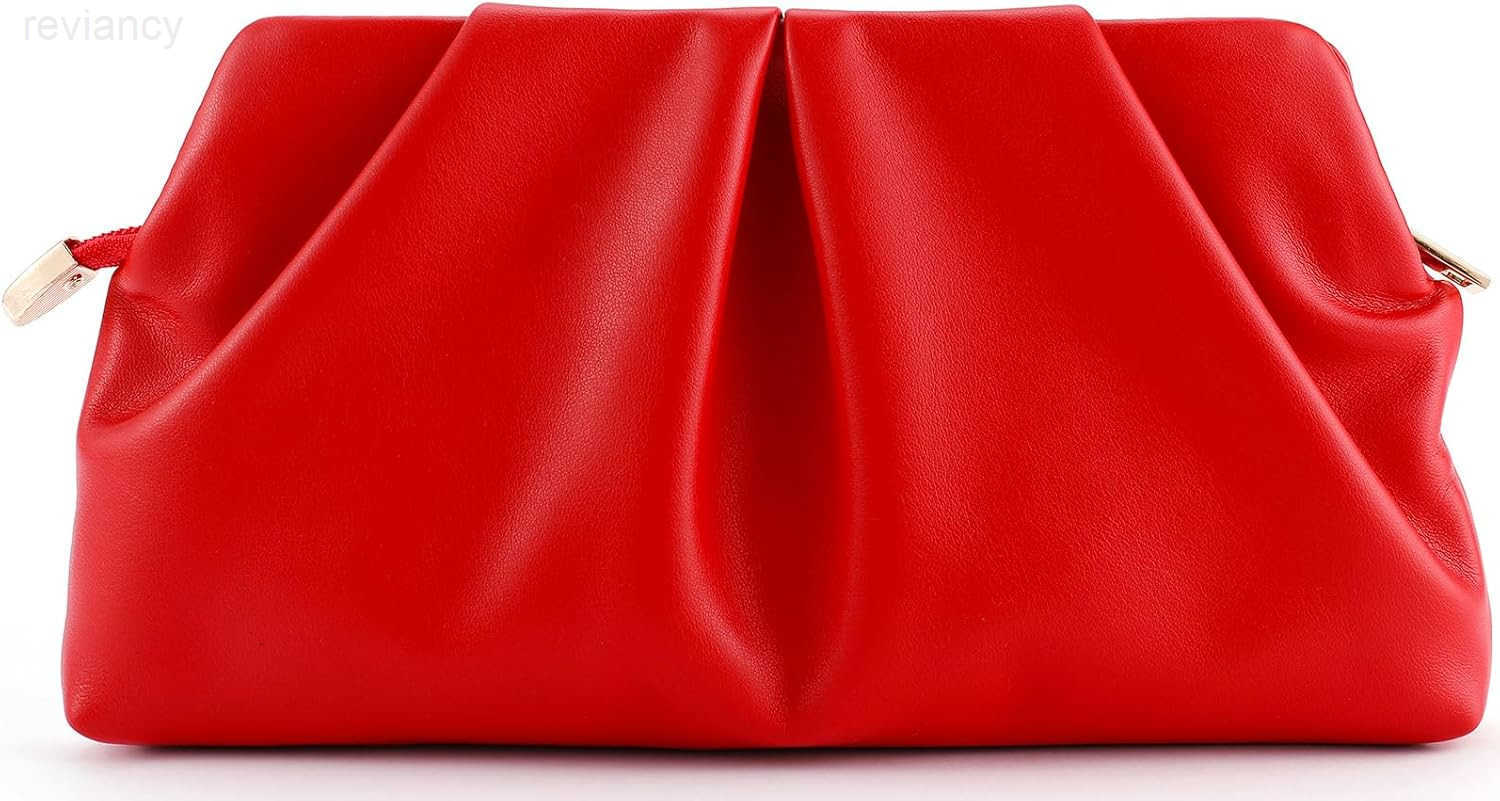 Women Clutch Bag Dressy Formal Handbag Pleated PU Clutch Purse Detachable Chain Crossbody BagW250908