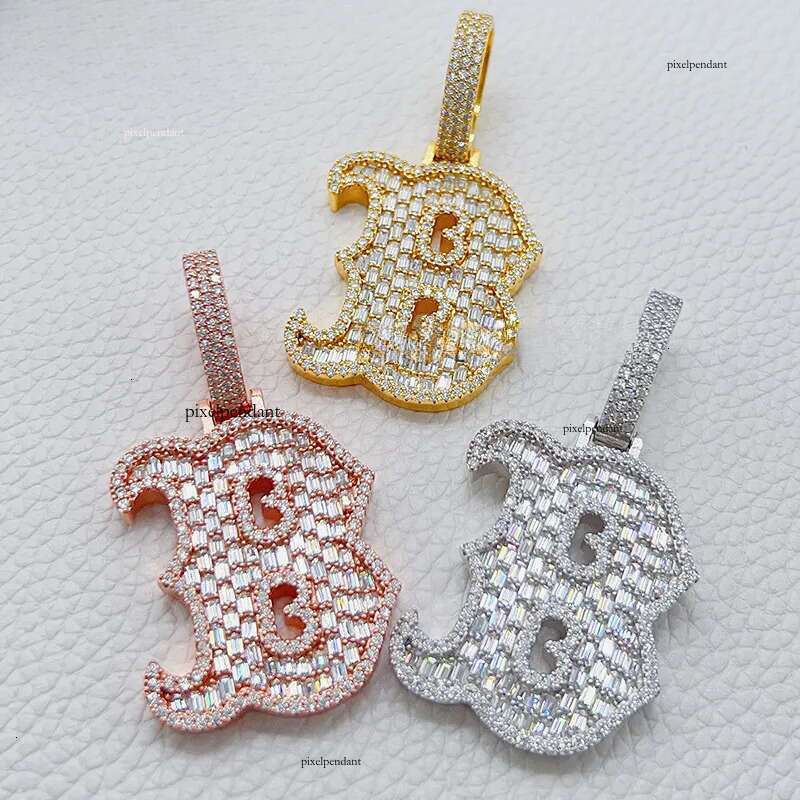 Fast Delivery Fashion Jewelry Sterling Sier B Letter Charm Iced Out Vvs Moissanite Pendant