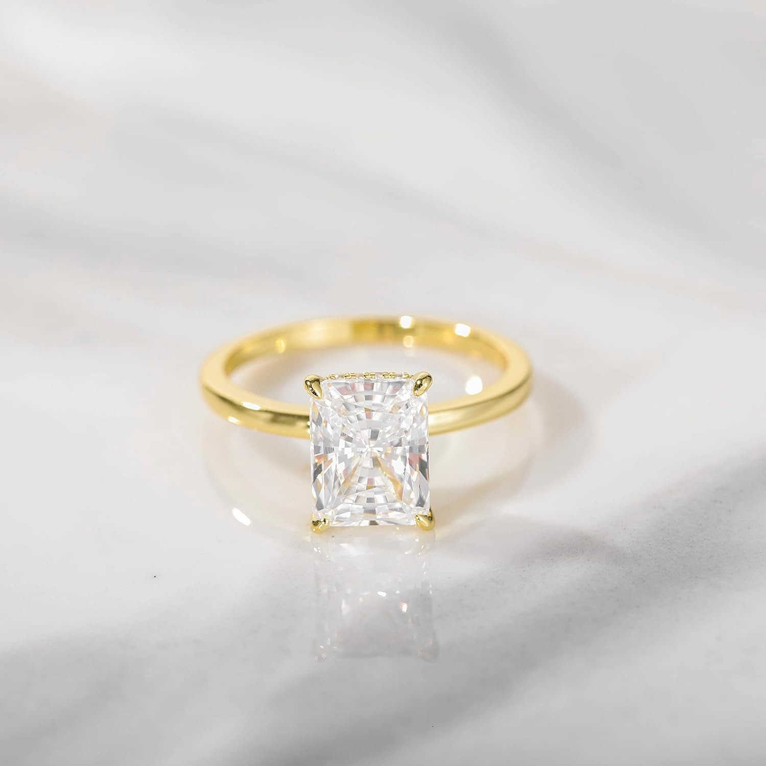 3CT 925 Sterling Silver Engagement Rings Radiant Cut Solitaire Cubic Zirconia CZ Wedding Promise Rings for Her Wedding Bands for Women Size 311W250908