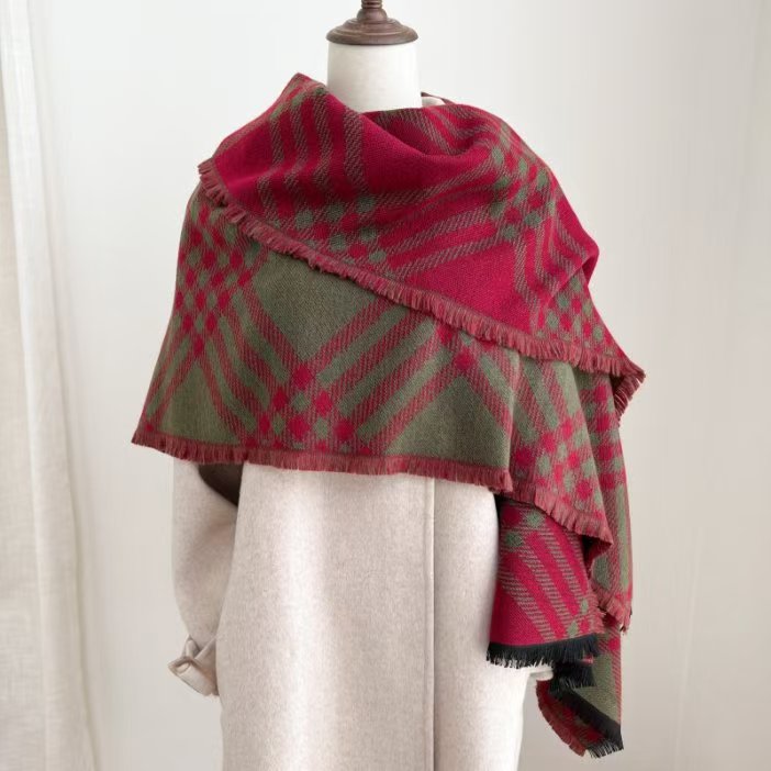 K1850 Autumn and winter thick warm scarf for women, imitation cashmere gradient long shawl, cross-border wholesale high-end tassel scarf
