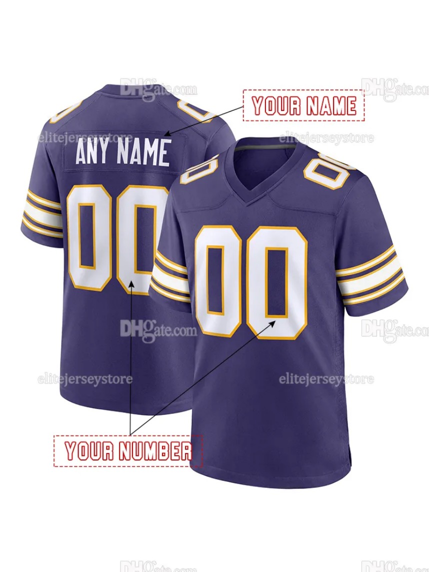 Personalized Custom Football Jersey Jefferson McCarthy Moss nordstromshoes Addison Hockenson Smith Men Women Youth Embroidered Letter Number best sell