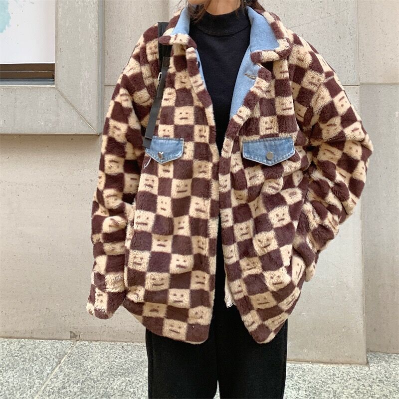 Reversible Denim Cotton Jacket for Women Unique Design Autumn Winter 2023 New Style Petite American Style Cotton Coat 210923