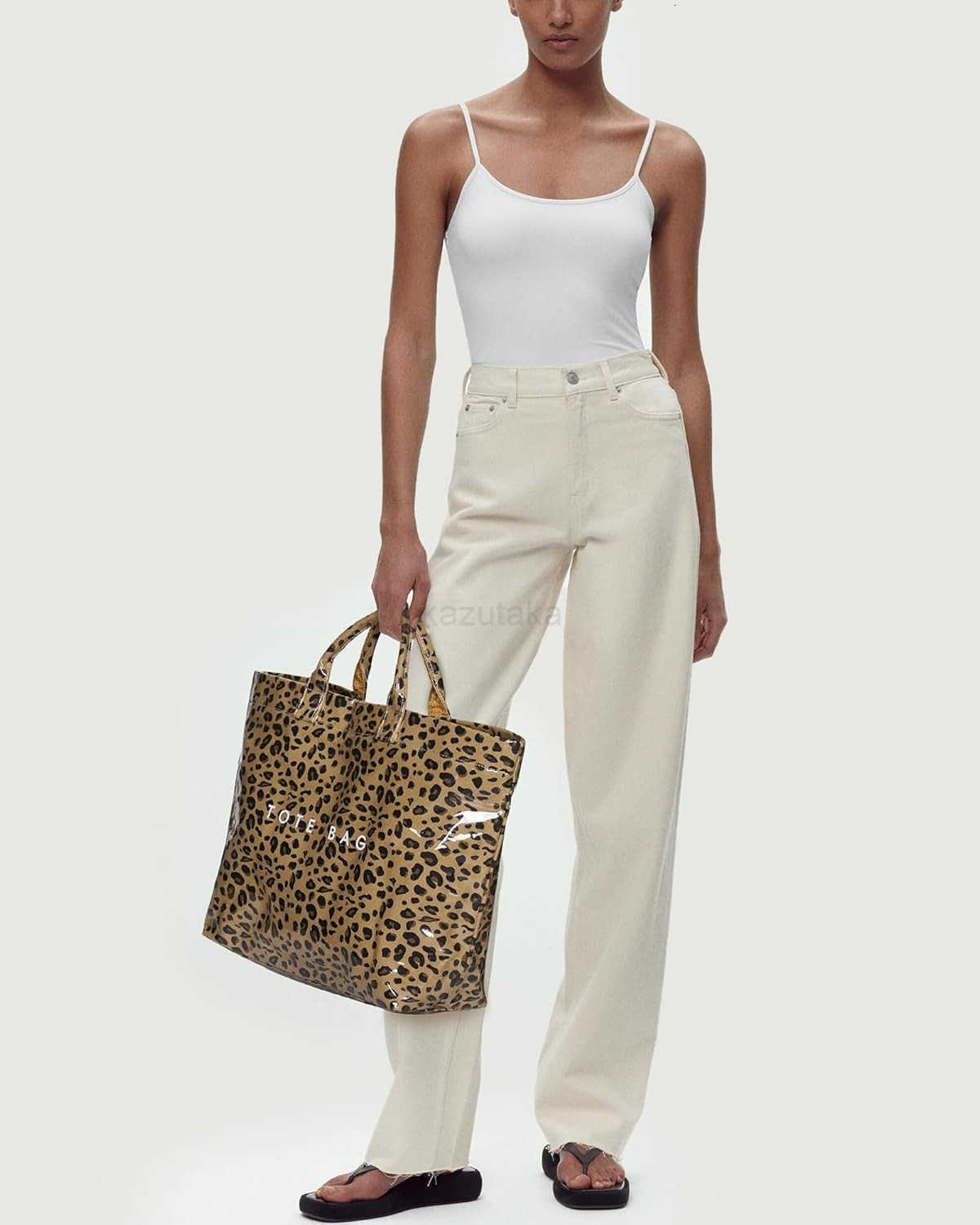 PVC Tote Bag for Women Trendy Plastic Tote Bag Leopard Bags Cheetah Letters Print Bags Large Canvas Hobo Handbag Z250901