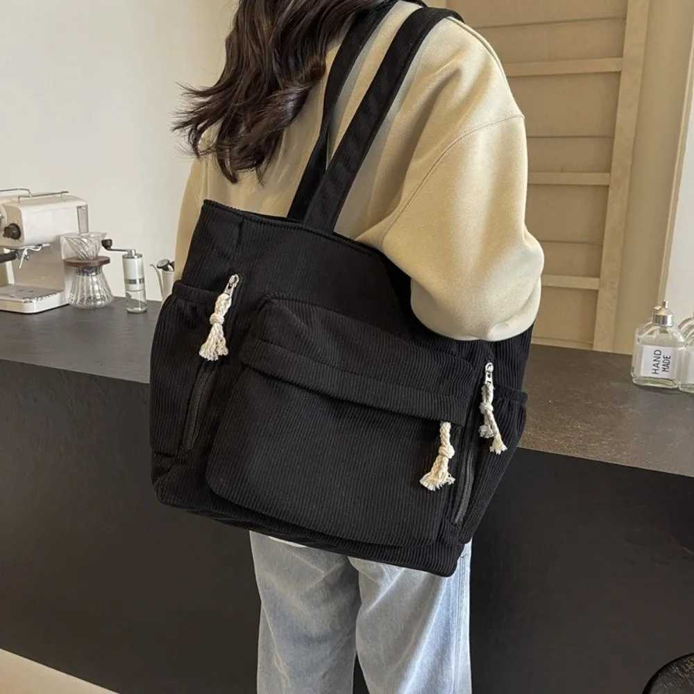 Fashion Corduroy Work Shoulder Bag Casual Large Capacity Crossbody Bag Versatile with Multiple Pocket Travel Bag For Women R250908