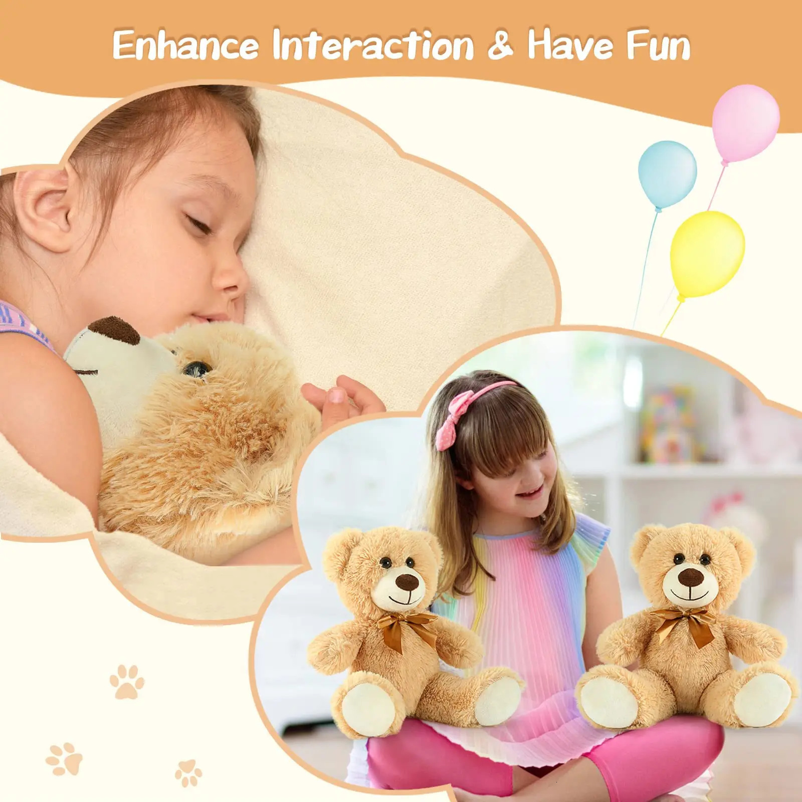 26cm Cute Colorful Bow Tie Bear Doll Plush Toy Hug Bear Doll Stuffed Animals Children Birthday Gift Pillow Teddy bear Home Decor250908