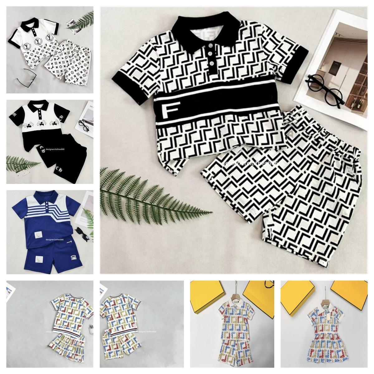 Luxury kids clothing set Summer Boys Girls High quality sportswear set letter-printed short sleeve T-shirt two-piece designer brand baby clothes 90cm-160cm G34