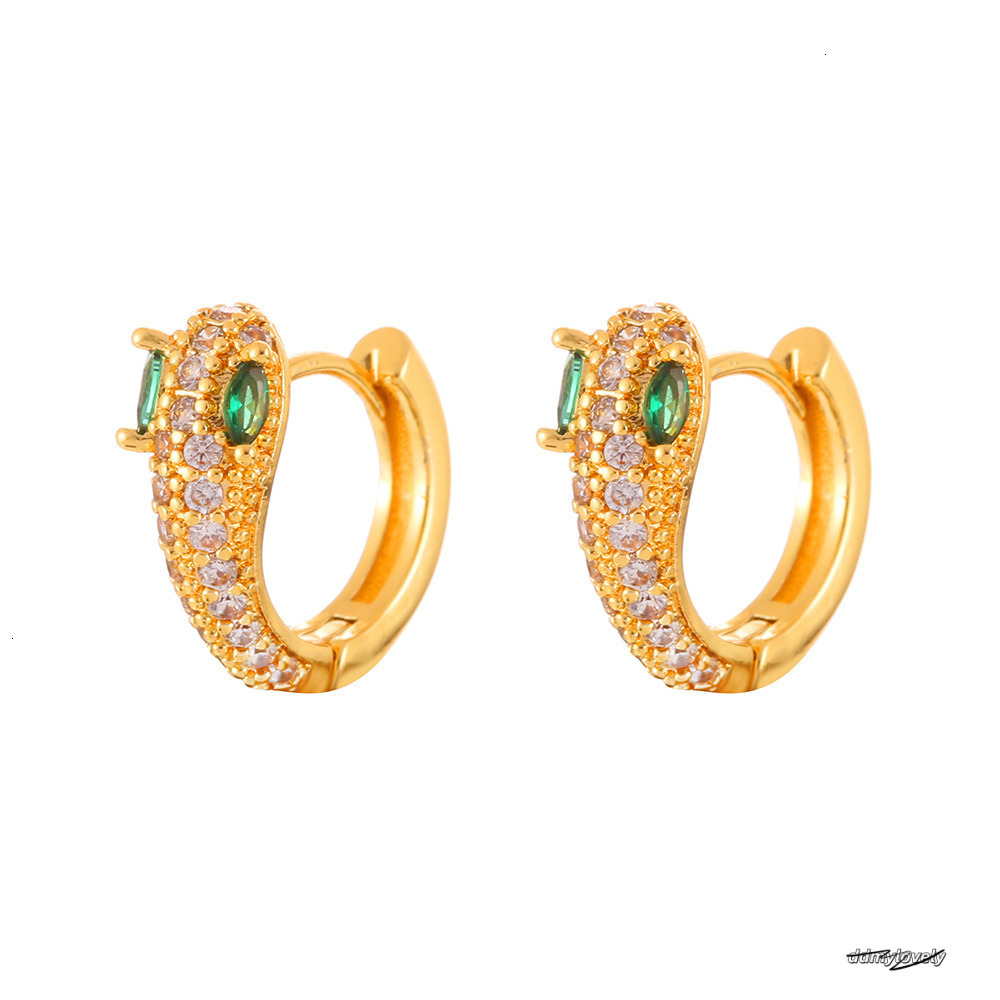 Light Elegant Exquisite Versatile Zircon Green Eye Snake-Shaped Fashion High-End Sense Personality Niche Earrings 250710 ddmylovely ddmylovely ddmylov