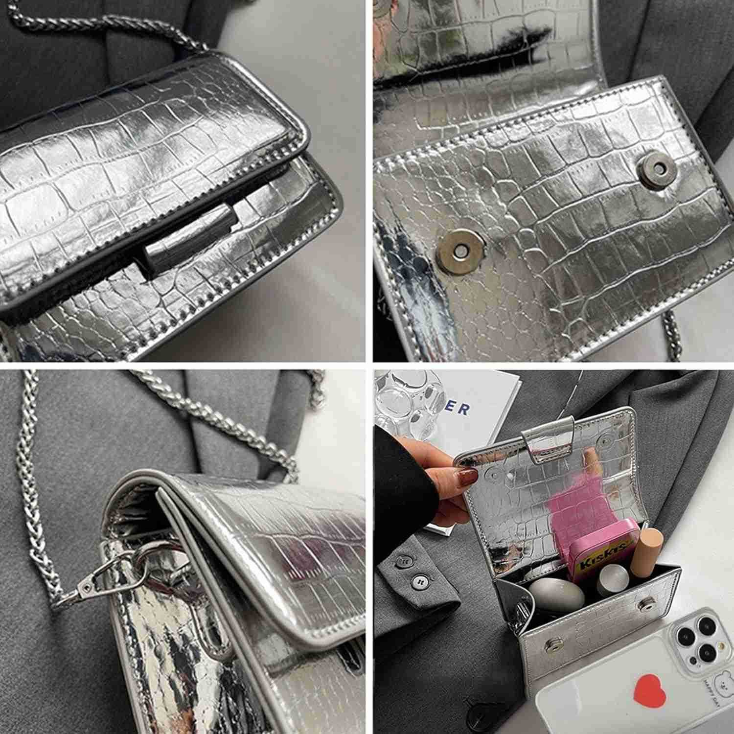 Leathe Mini Crossbody Bags for Womens Y2k Mini Square Purse with Chain Strap Fashion Women Small Evening BagsW250908