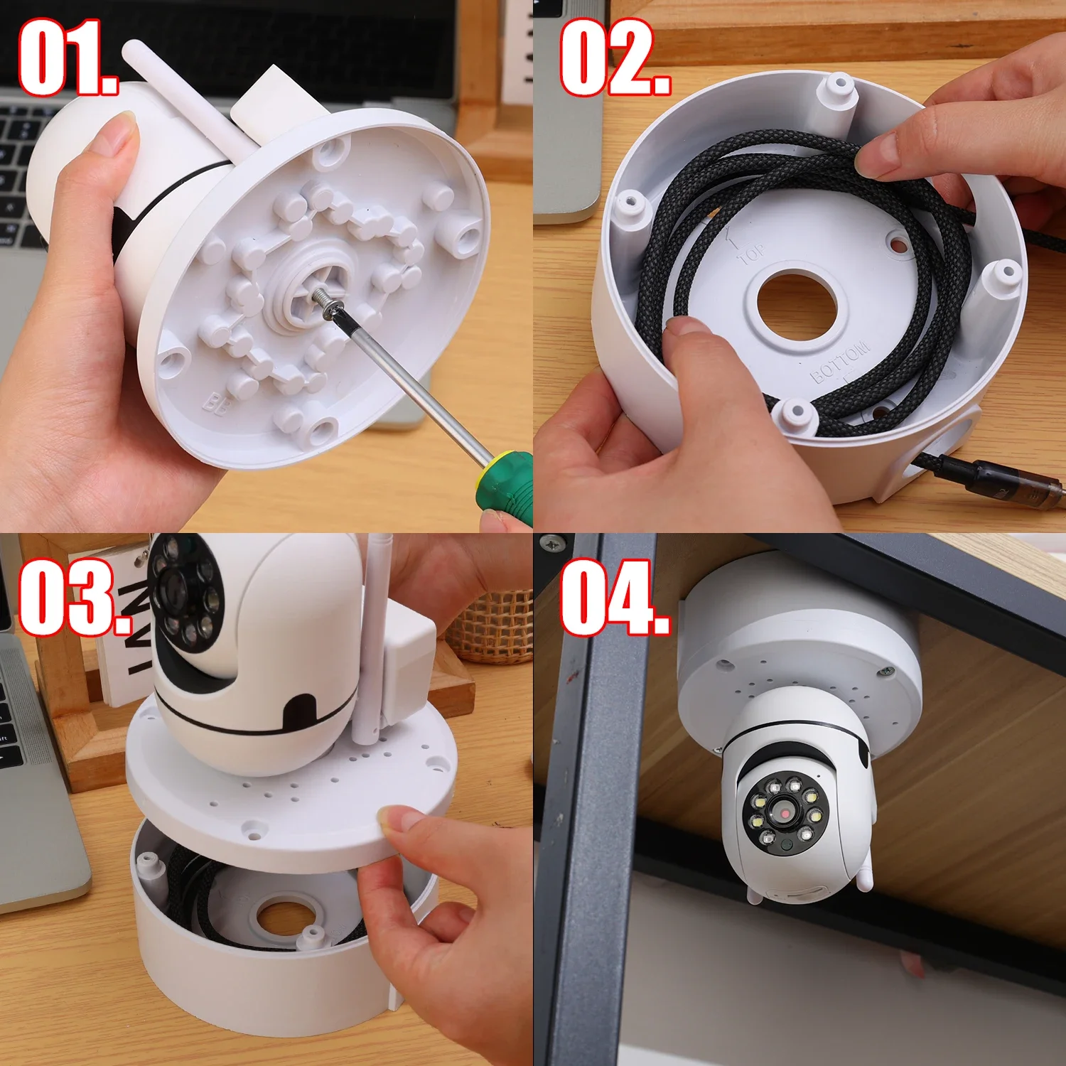 Waterproof Junction Box for CCTV Camera Bracket Cable Deep Base Camera Mount Bracket Rounds Support Deep Base