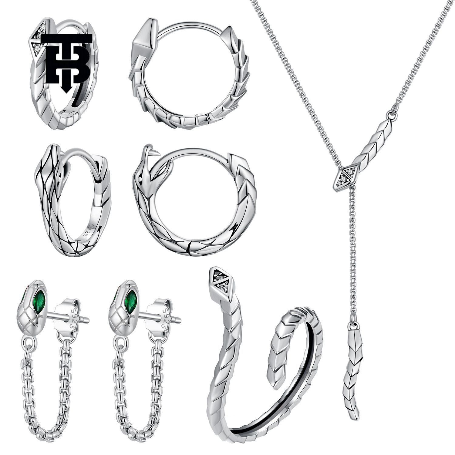 TB BHULAMTE Designer Luxury Original 925 Silver Retro Personalized Zodiac Snake Simple High End Jewelry Set Fashion Women's Accessories