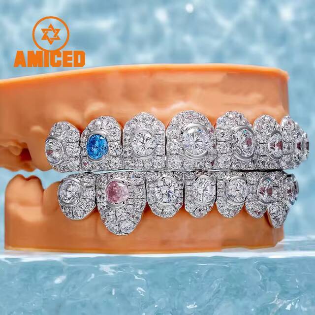 Honeymoon Set Moissanite Diamond Grillz for Teeth Vvs Moissanite Grills S925 Fashion HipHop Fine Jewelry for Men Women