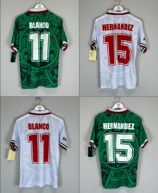 97 98 Mexico Retro Soccer Jerseys Home Away Football Shirts 1997 1998 Men Vintage BLANCO HERNANDEZ Campos Short Sleeve Sport Uniforms Camiseta Futbol