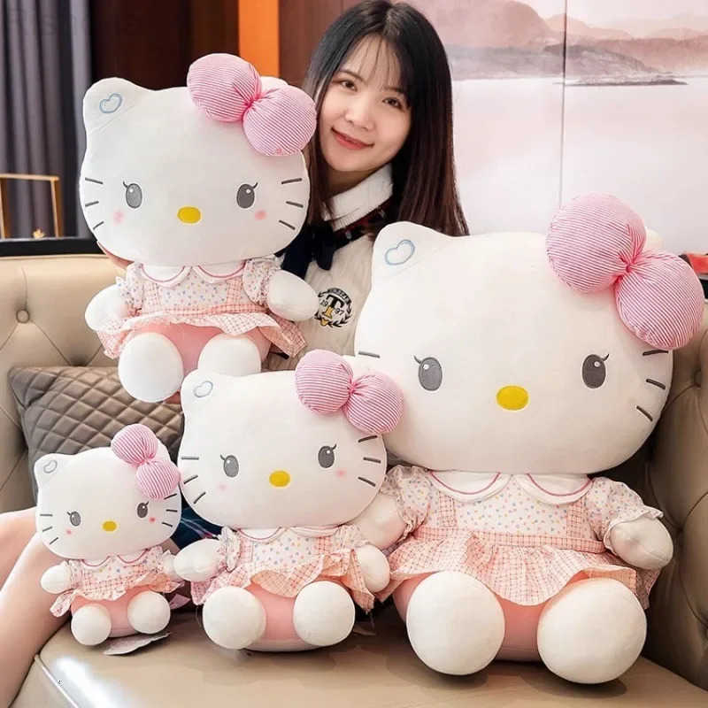 Sanrio Hello Kitty Plush Toy Plushie Doll Kawaii Hello Kitty Stuffed Animals Hello Kitty Cushion Sofa Pillow Home Decor Kid Gift L250908