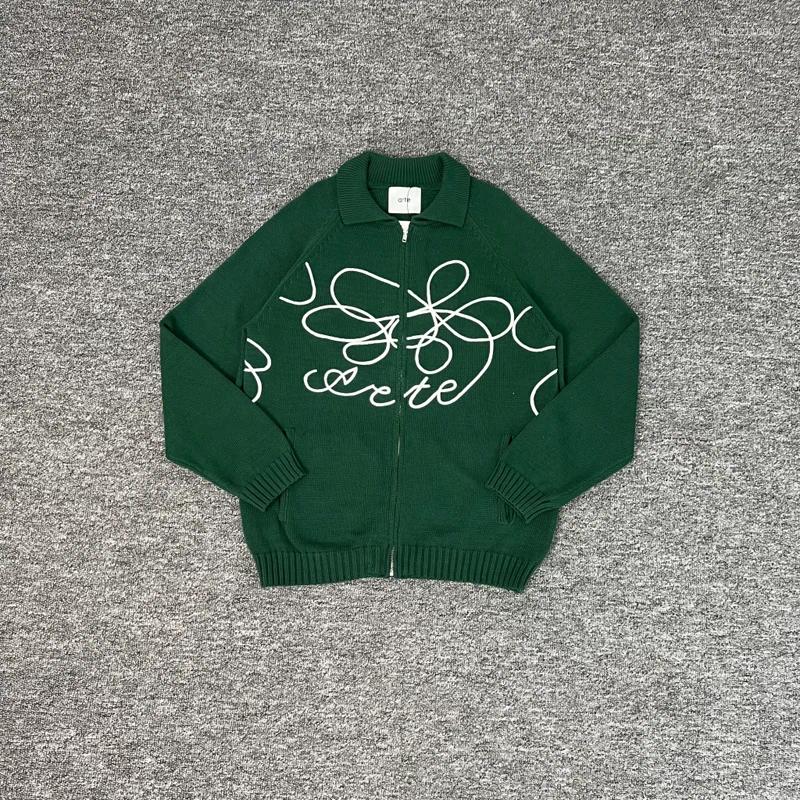 Men's Sweaters Arte Green Loose Embroidery Flower Logo KniSweater Winter Clothes Men Women Vintage High Quality 1:1 KniCasual Sweater