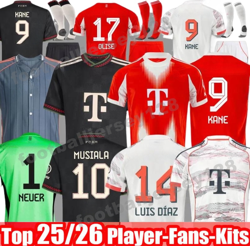 KANE soccer jerseys SANE 2025 2026 football shirt 25 26 MUSIALA GORETZKA GNABRY BAYERNS mUNIch camisa de futebol men kids kits KIMMICH fans player version pre match